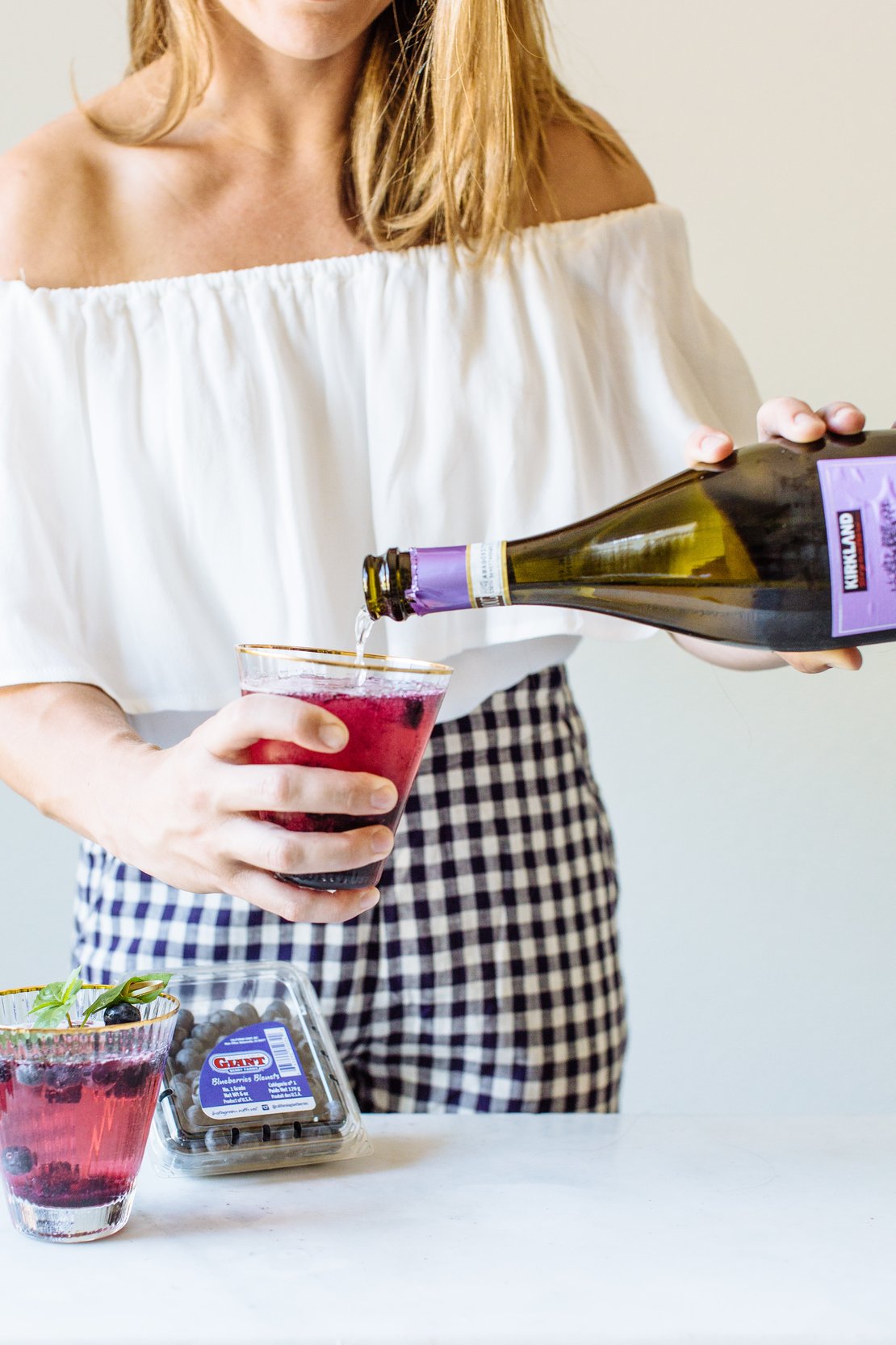 Blueberry basil bellinis